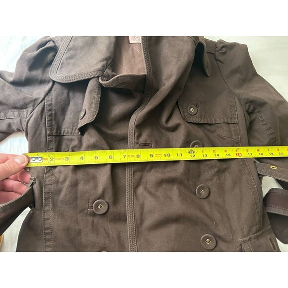 Juicy Couture George Raincoat Woman's Small Double Breasted Belted Brown - Picture 7 of 9